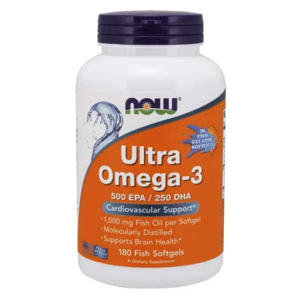 Ultra Omega-3 (žuvų želatinos minkštuose želė) NOW maistas