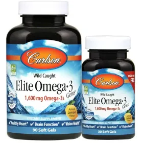 Elite Omega-3 Gems, 1600mg Natural Lemon