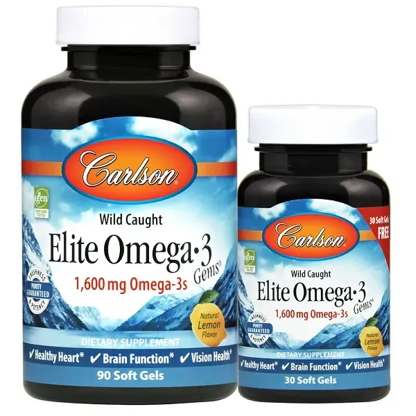Elite Omega-3 Gems, 1600mg Natural Lemon