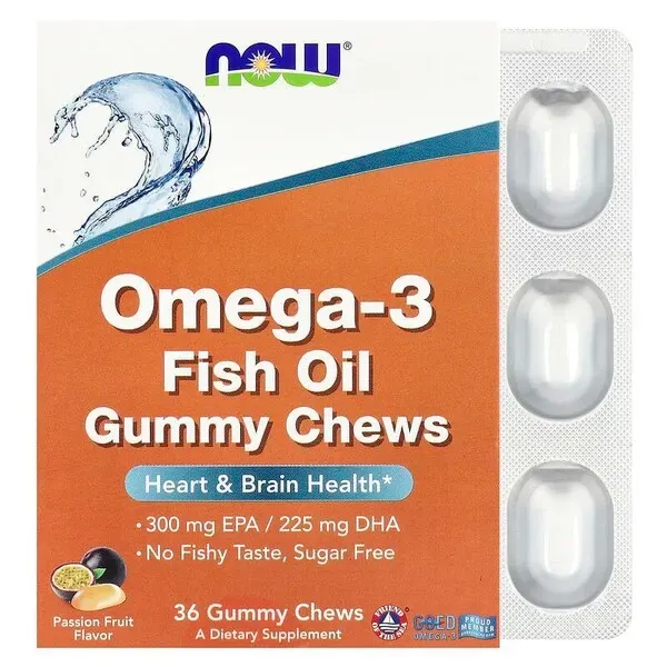 Omega-3 žuvų taukai, guminiai kramtukai DABAR maistas