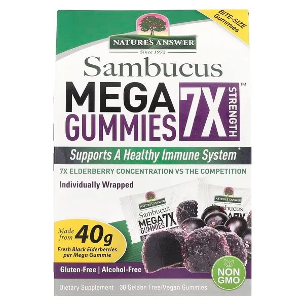Sambucus Mega Gummies 7X Strength, Black Elderberry