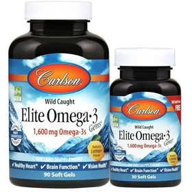 Elite Omega-3 Gems, 1600mg Natural Lemon