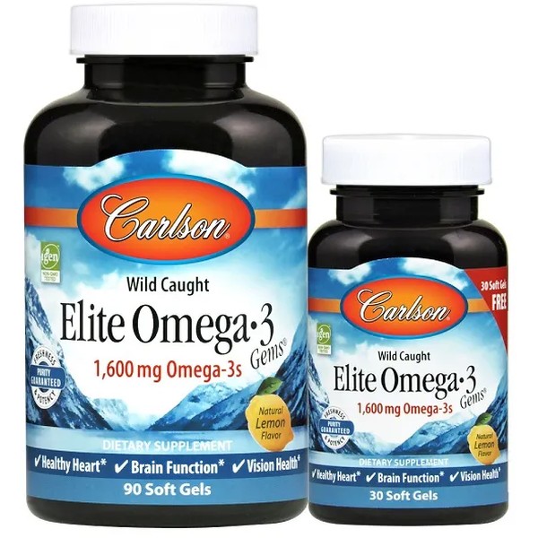 Elite Omega-3 Gems, 1600mg Natural Lemon