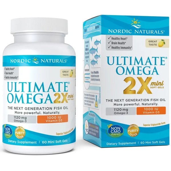 Ultimate Omega 2X Mini with Vitamin D3, 1120mg Lemon