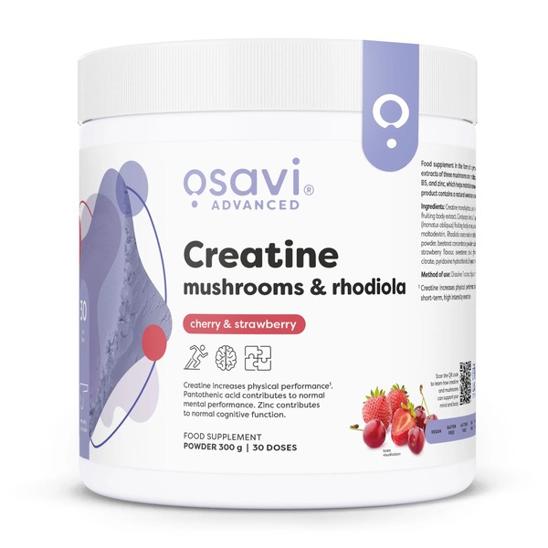 Creatine, Mushrooms & Rhodiola, Cherry & Strawberry