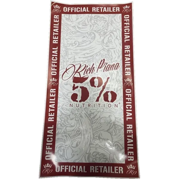 5% Nutrition Window Cling Rectangular, Red & Filigree