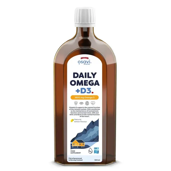 Daily Omega + D3, 1600mg Omega 3 (Natural Lemon)