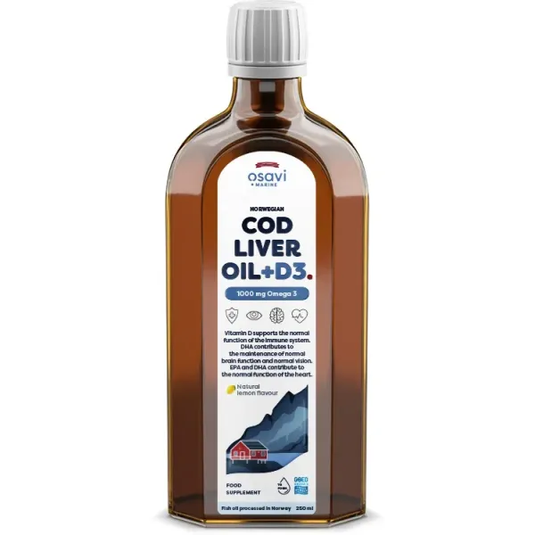 Norwegian Cod Liver Oil + D3, 1000mg Omega 3 (Lemon)